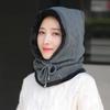 Women's Fleece Lined Thickened Winter Outdoor Cycling Wool Hat Windproof Cold Resistant One Piece Knitted Hat with Neck Protection