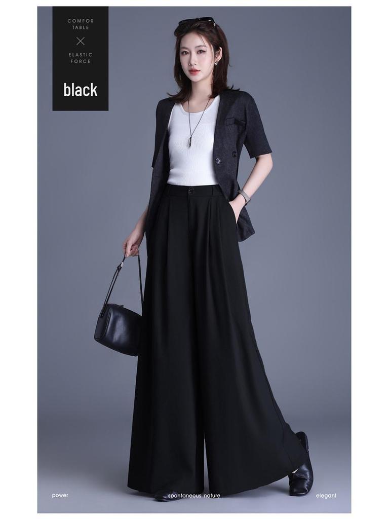 Spring Arrival High-Waisted Wide-Leg Bell Bottoms - Fashionable, Slimming, and Floor-Length