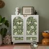 Green Boho Floral Peel And Stick Wallpaper Waterproof Symmetrical Flower Self Adhesive Wall Decor Removable PVC Cabinet Sticker