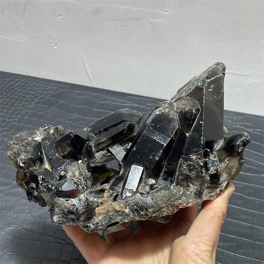 1.7kg Natural Black Smoky Quartz Crystal Cluster Point Mineral Specimen Reiki Healing Home Office Decoration Meditation