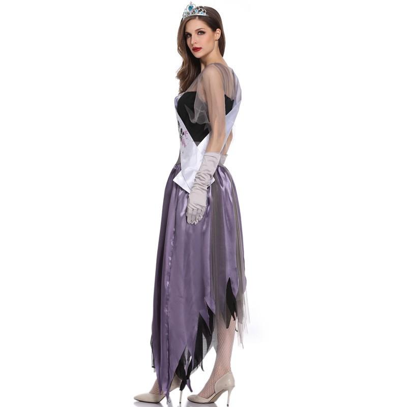Zombie Queen Costume Vampire Bride Dress Halloween Party Cosplay