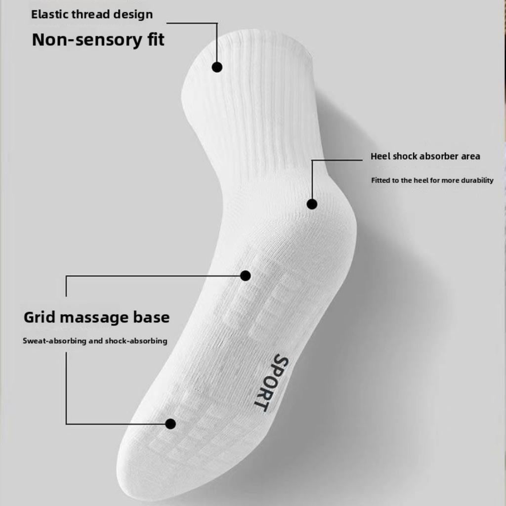 10-1 Párů Dlouhé Trubkové Froté Spodní Ponožky pro Sportovní Muže, Absorbující Nárazy a Proti Zápachu Basketbalové Polyesterové Bavlněné Středně Dlouhé Krátké Ponožky