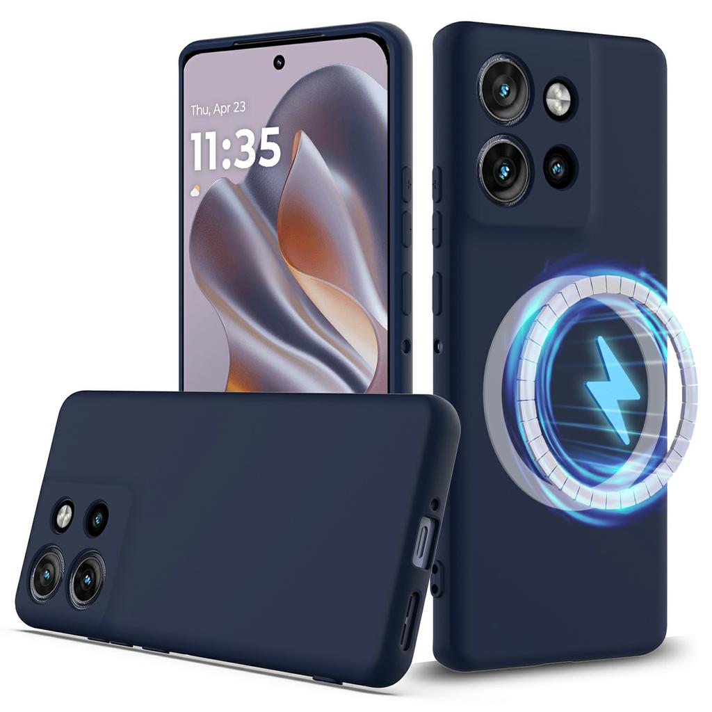 Liquid Silicone Case For Motorola Edge 50 Neo 5G/Moto S50 5G/Thinkphone 25 5G Compatible with MagSafe Phone Cover with Lanyard