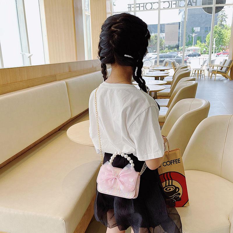 Trendy Breathable And Waterproof Mini Handheld Kids Shoulder Bag With Bow Design