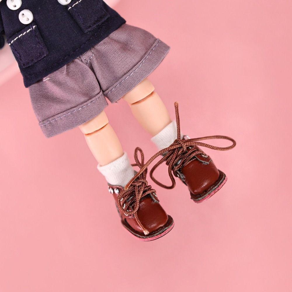 1 Pair Leather 1/12 Bjd Doll Shoes Canvas 1/12 Bjd Casual Shoes Cute OB11 Doll Baby Shoes  Obitsu11