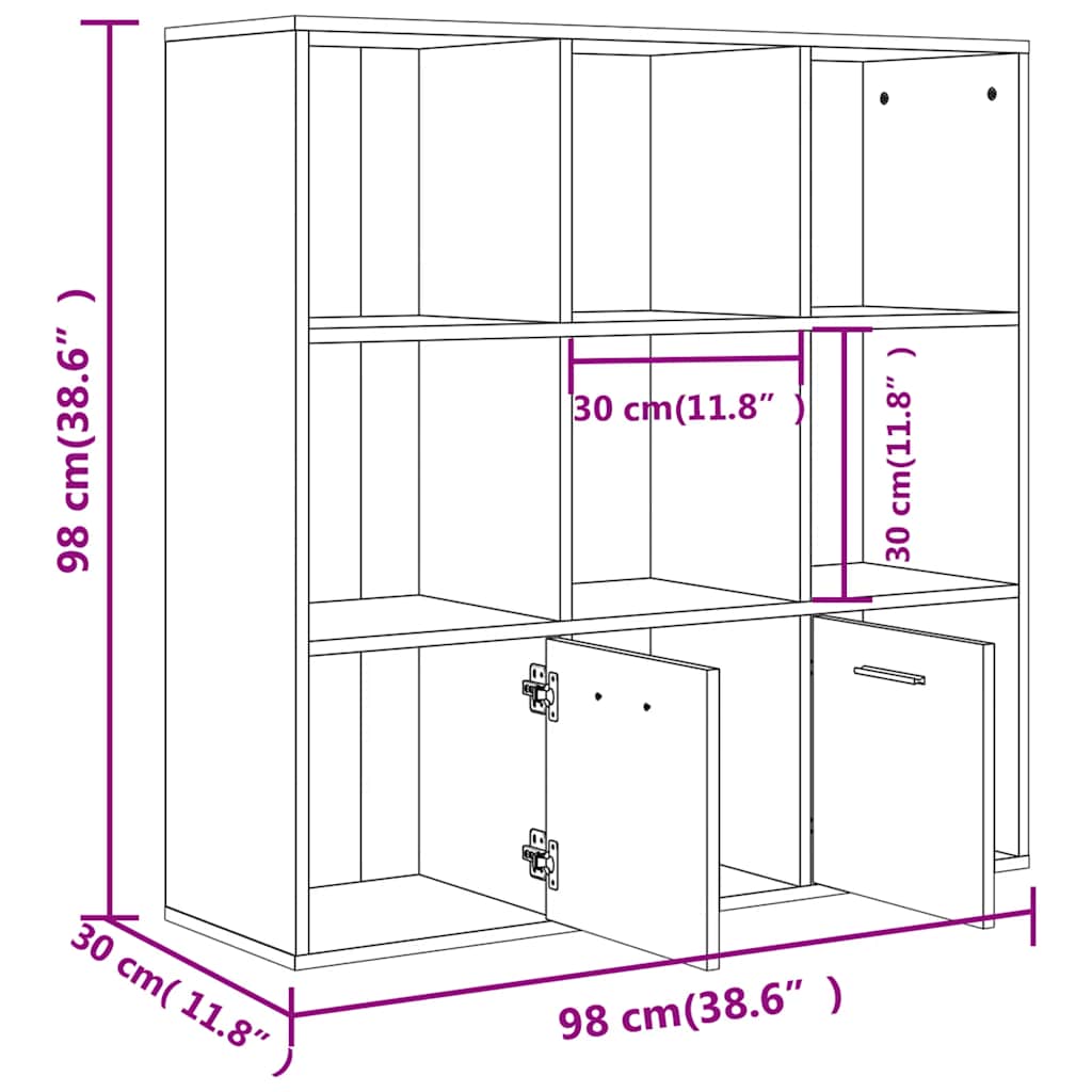Bookshelf Sonoma Oak Finish 98 x 30 x 98 cm Particleboard