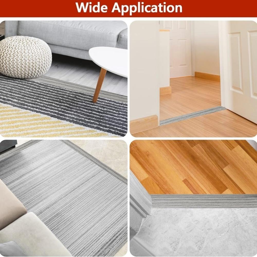 1PC 1m/39.37inch Carpet To Tile Floor Transition Strip Wear-resistant Cuttable Edging Trim Strip PVC Self Adhesive Threshold