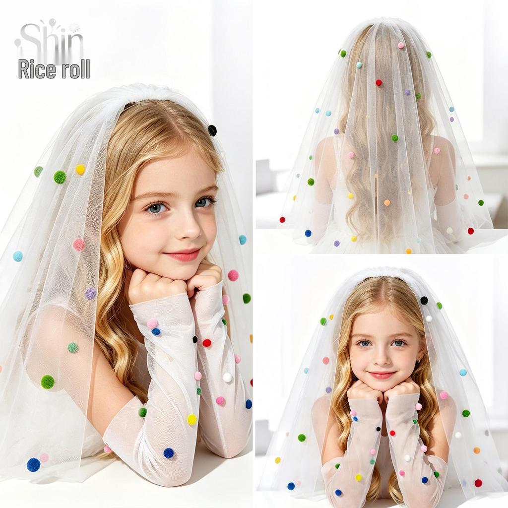Personalized Fluffy Colorful Bubble Veil for Wedding Photo Props