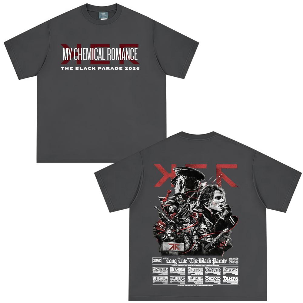 Rock Band My Chemical RoUnisexce Tshirt The Black Parade 2026 Tour Tshirts Unisexs Clothing Vintage Gothic Punk Oversized T Shirt