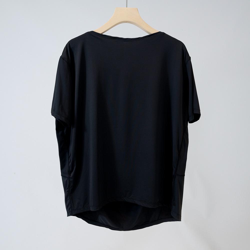 

Быстросохнущая футболка для йоги из ледяного шелка: Эластичный, Мягкий, Круглый вырез, Защита от солнца, Приталенный крой для летнего фитнеса Size 4 (90-100 lbs)