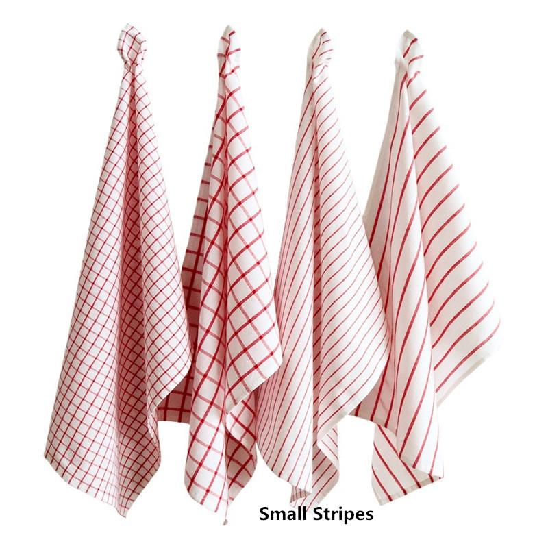 1Pc 50x70cm White Red Plaid Striped Cotton Tea Towel Kitchen Table Napkin Cleaning Cloth Xmas New Year Decor