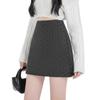 Women's High-Waisted Gray Polka Dot Woolen Half-Skirt - Slimming, Thickened, Petite Fit for Autumn/Winter 2025