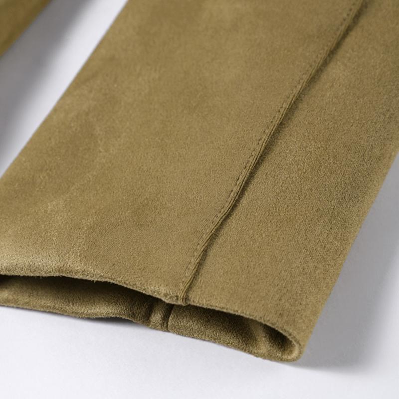 Retro Causal Suede Jackets Women Elegant Single Breasted Lapel Coats Autumn Winter Fashion Soft Pocket Outwear