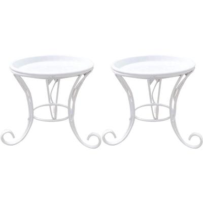ABFS 2X Flower Stool Metal Flower Stand,European Style Stool Balcony Floor Garden Flower Pot Planter Holder A