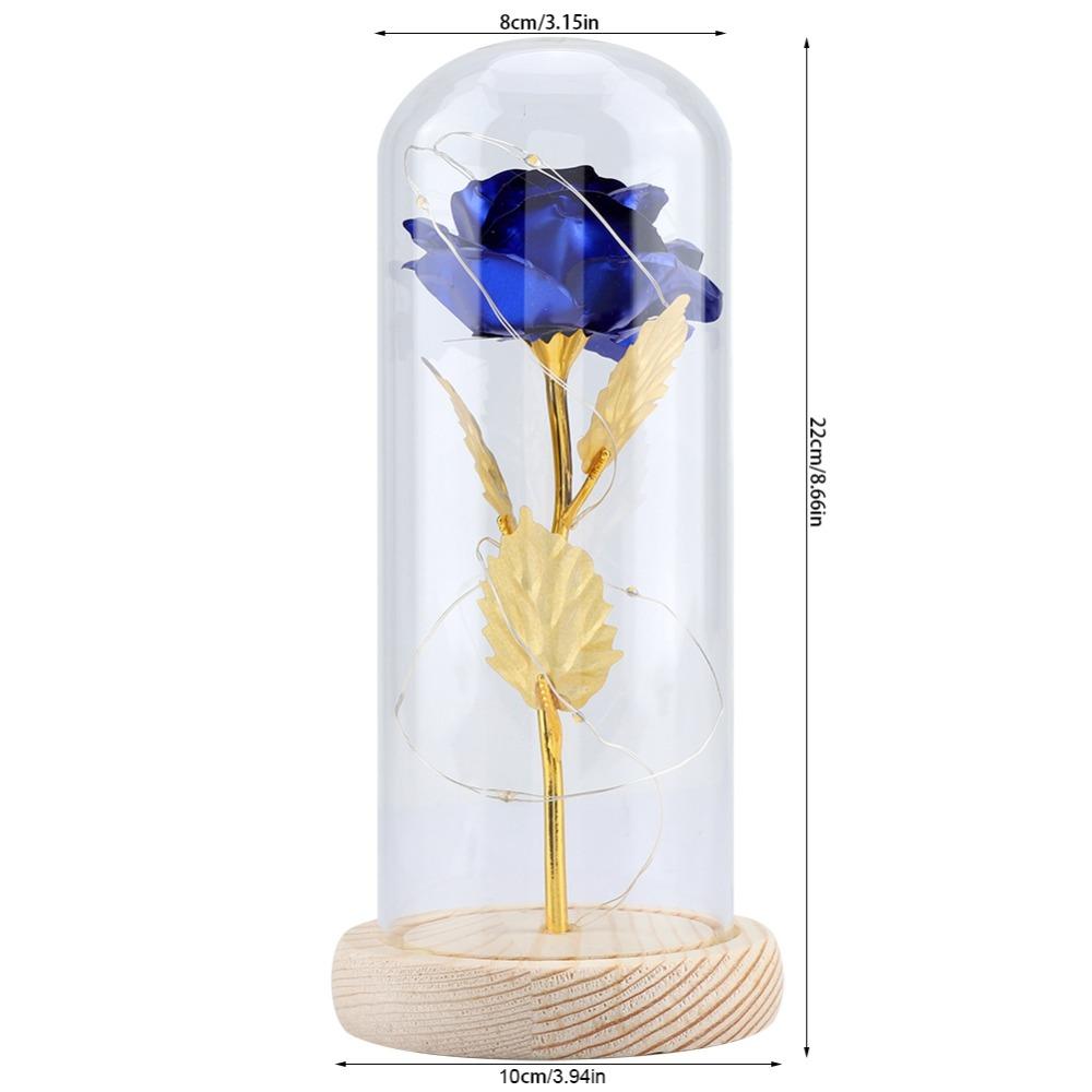 LED Light Preserved Rose Flower Glass Cover Artificial flowers Rose LED Light  Valentine's Day