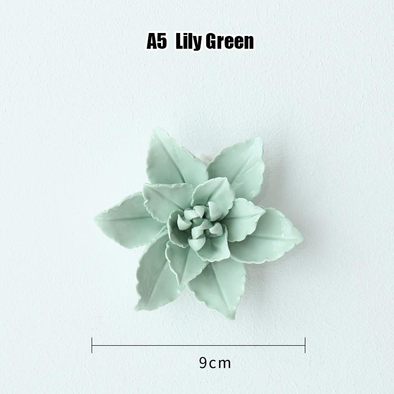 Creative Ceramic Flower Wall Decoration Ceramic Lily Flower Wall Hanging Crafts Home Livingroom TV Background Decor Ornaments