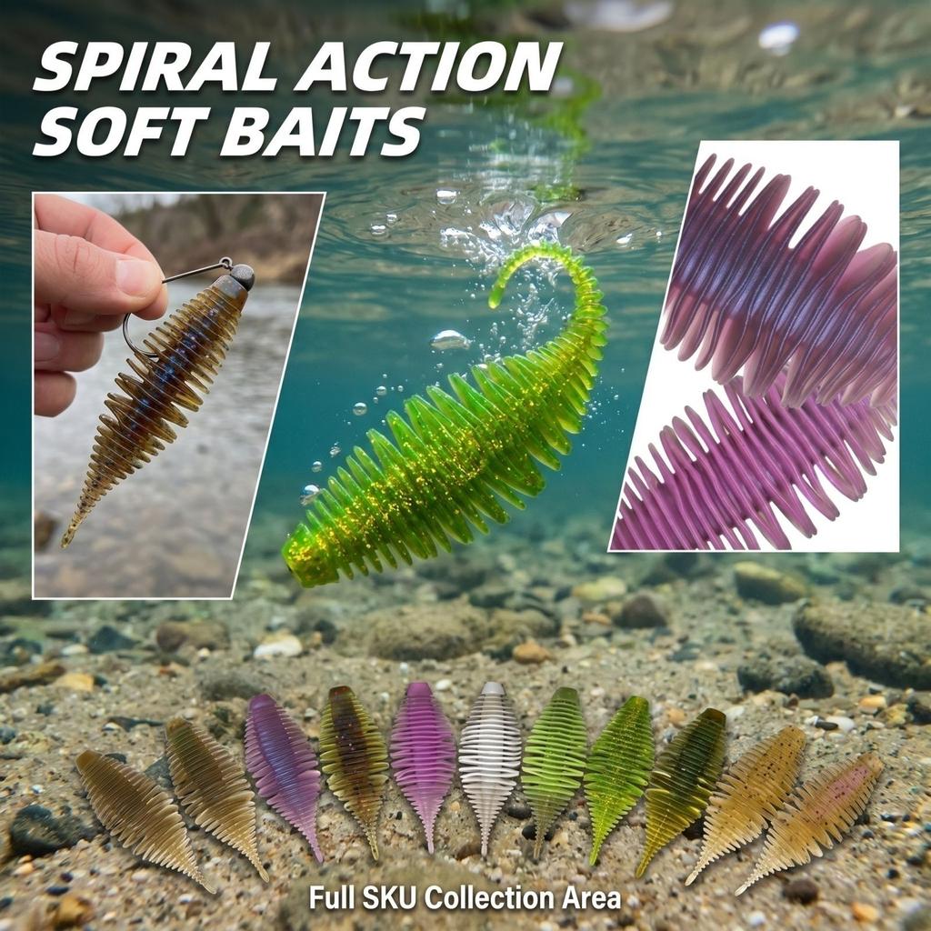 7cm Soft Plastic Fishing with Tail, Flat Soft for and Trout
