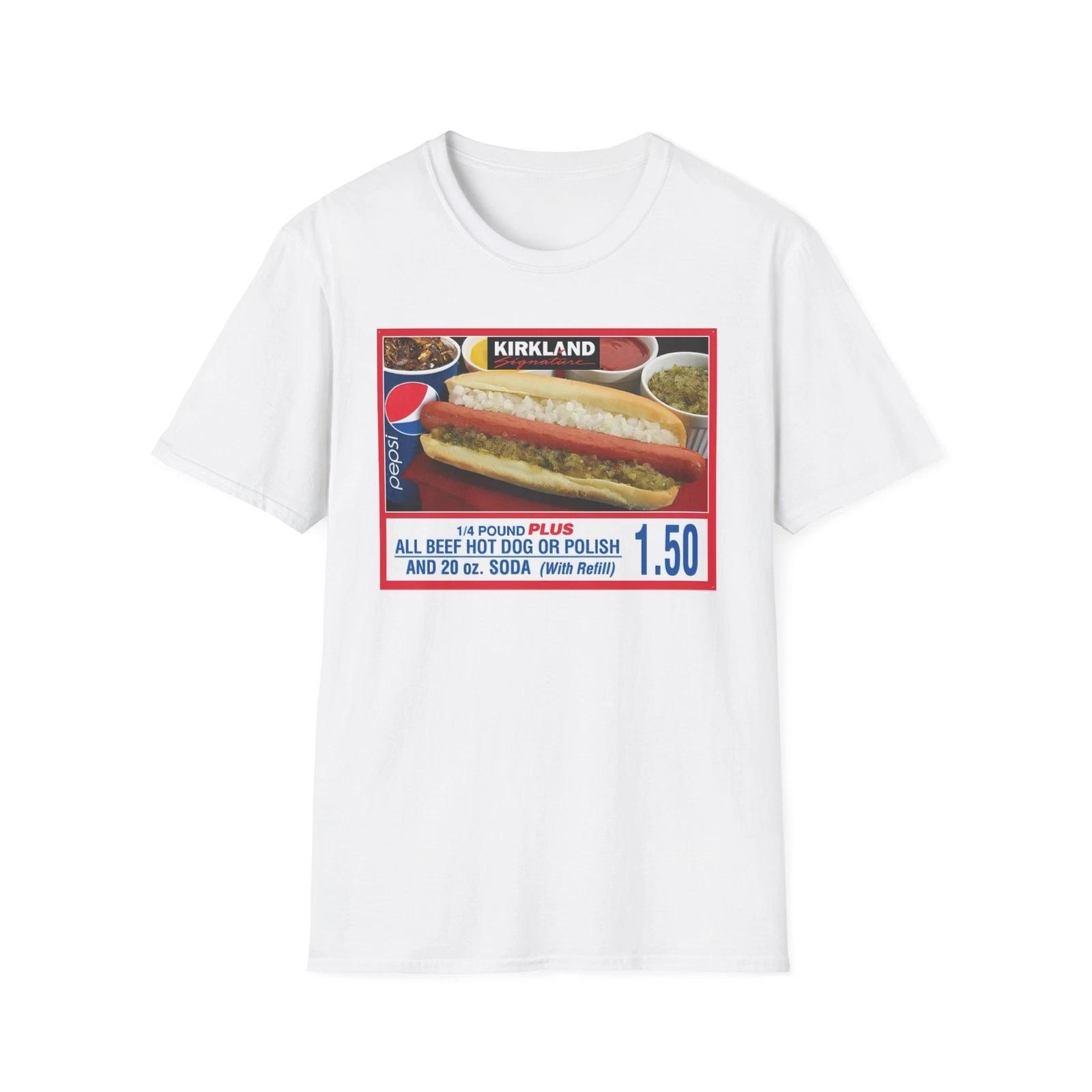 Costco Kirkland Hot Dog, Costco Hot Dog and Pepsi Shirt, Costco Kirkland Tee L