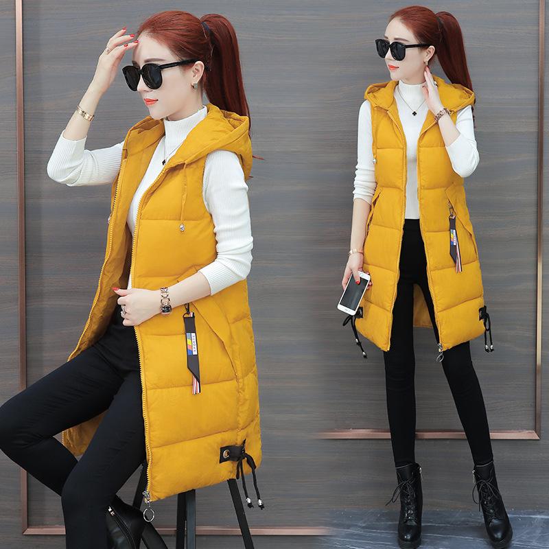 Down cotton vest women s autumn and winter clothing 2025 new Korean version slim fit medium and long versatile vest women s large size vest M