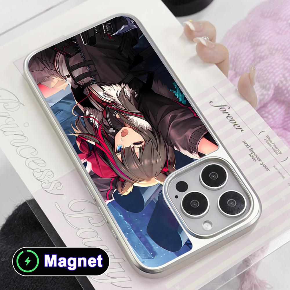 Arknights Zima Silver Plating Magsafe Mobile Phone Case for iPhone 17 16 15 14 13 12 11 Air Pro Max Plus Colorful Cover