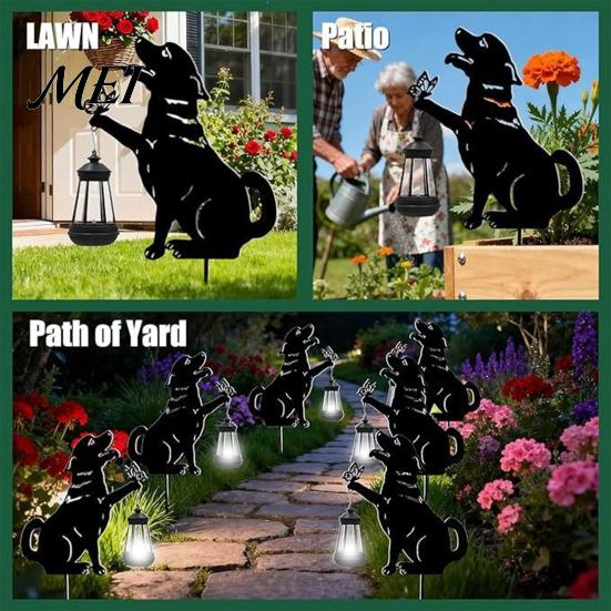 Outdoor-Solarleuchte Schwarze Katzenlaterne, Gartenpfahllampe, Wasserdichte Wichtel-Frosch-betriebene Lichterstatue, für Veranda, Garten, Rasen, Wegdekoration