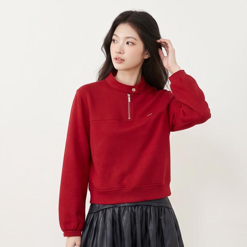 KOMPASU Women's Slim-Fit Stand Collar Pullover Sweatshirt