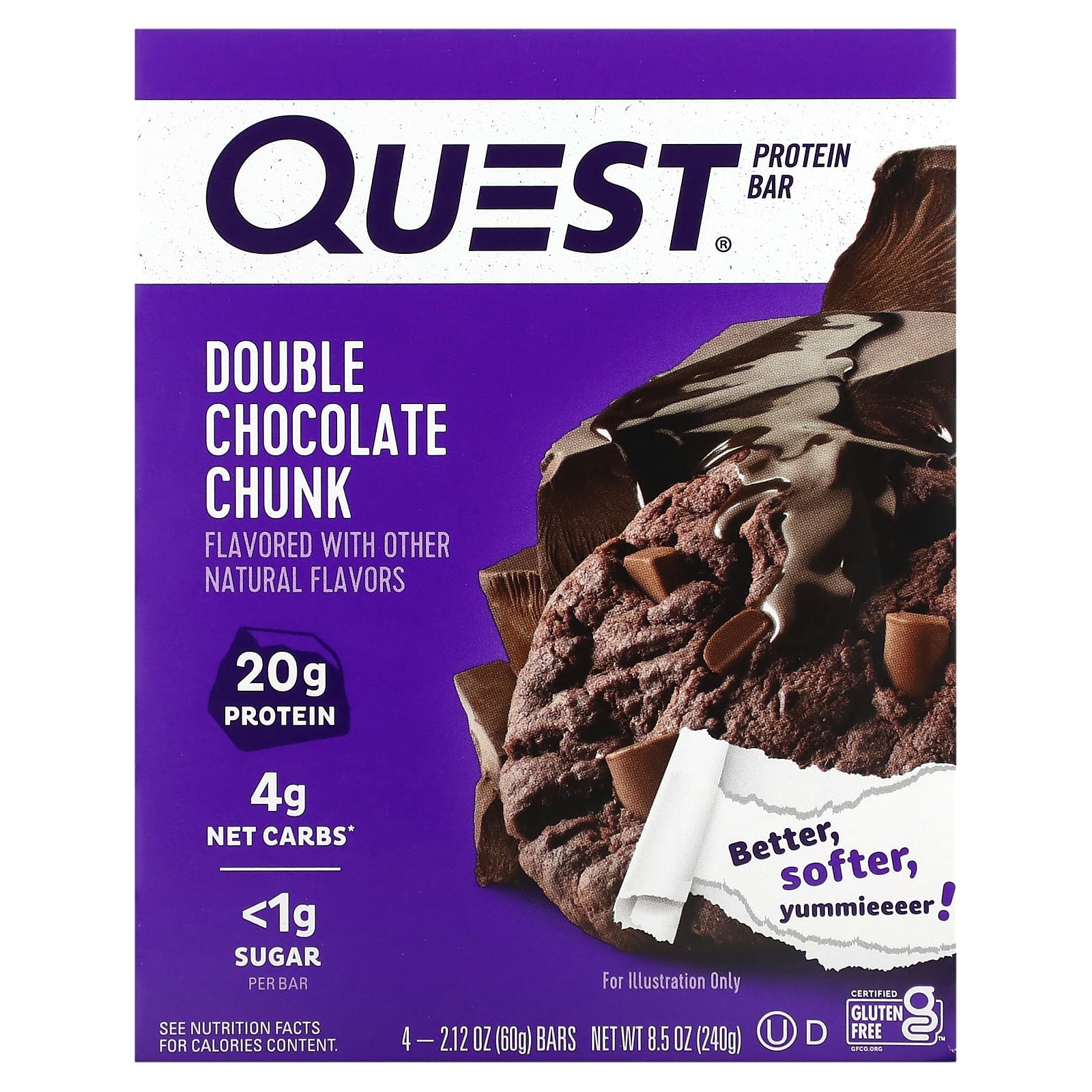 

Quest Nutrition, Протеїновий батончик, Подвійний шоколадний шматочок, 4 батончики, 2,12 унції (60 гр) кожен