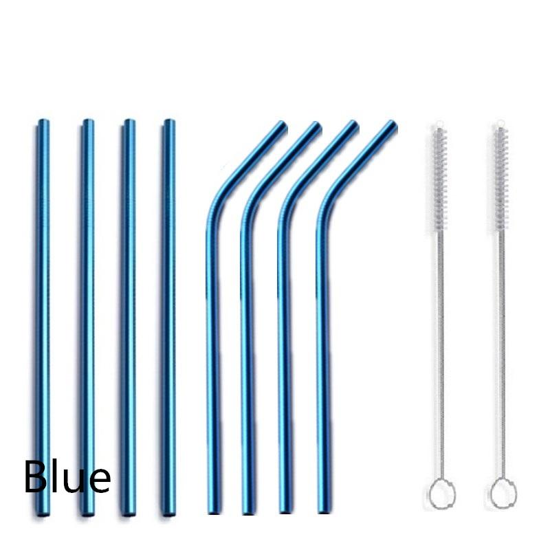 Metal Straw Reusable Drinking Straws Stainless Steel Bag Straw 8pcs Straws + 2pcs Brushs + 1pcs Bag Barware