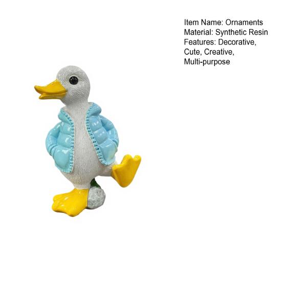 Duck Figurine Ornaments, Resin Cute Duck Sculpture with Down Jacket Desktop Decor for Home Office Car, Duck Miniature Scene Decoration
