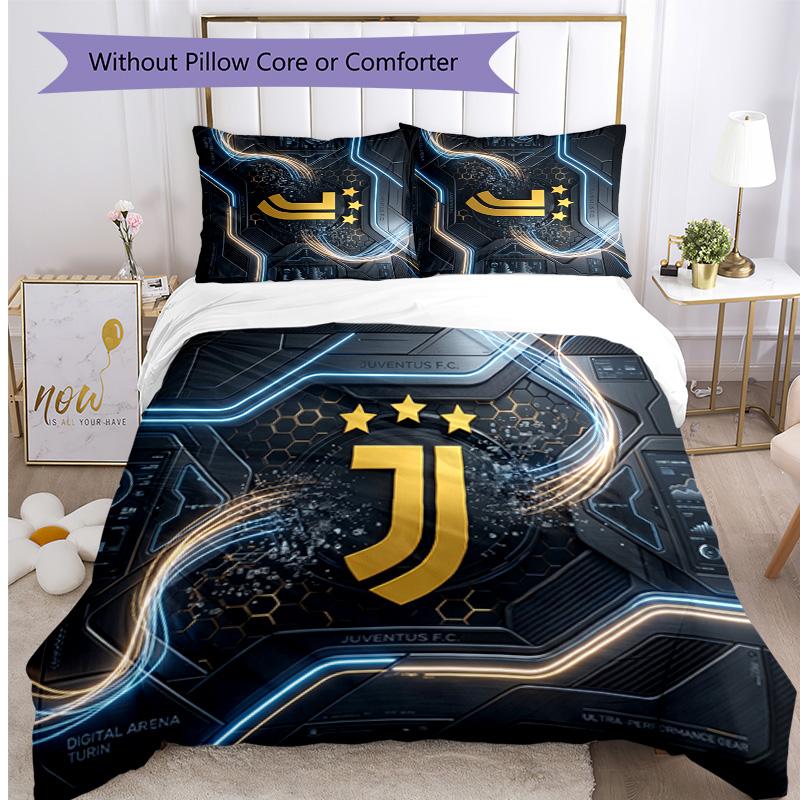 Set Biancheria da Letto 3 Pezzi con Stampa Pattern Juventus FC Morbido Delicato sulla Pelle Lavabile Copripiumino e Federe Set Stagione Unica Camera da Letto