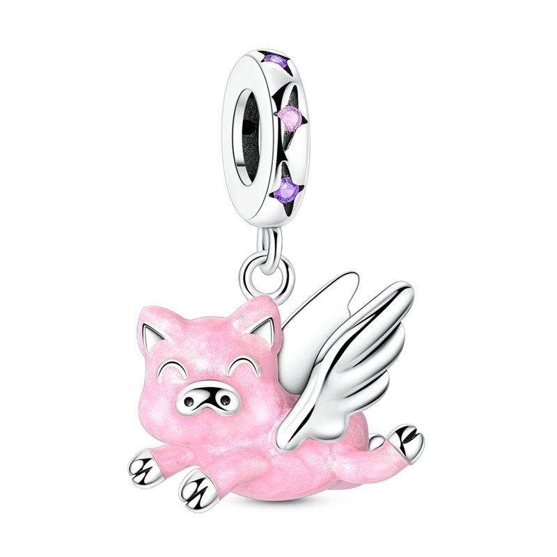 New Copper Angel Wing Charms Heart Bird Pig Pendants Fit Original Bracelets Necklaces Womens Fine Diy Jewelry Gifts