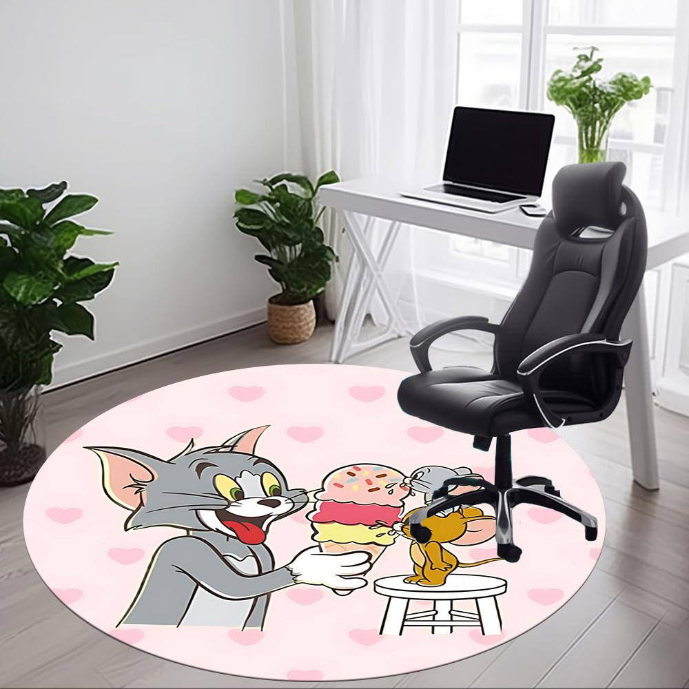 1pc Tom Jerry Office Round Area Rug, Bedroom Living Room Home Decor, Room Deco, Offic a1016160