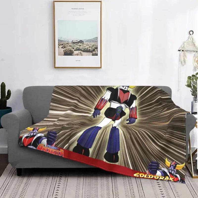 Goldrake UFO Robot Blanket Soft Flannel Fleece Warm Grendizer Mazinger Throw Blankets for Office Bedding Couch Bedspreads