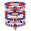 Game Day Bracelets Stackable Sports Football Charm Bracelets Elasticated Football Themed Bracelets Set