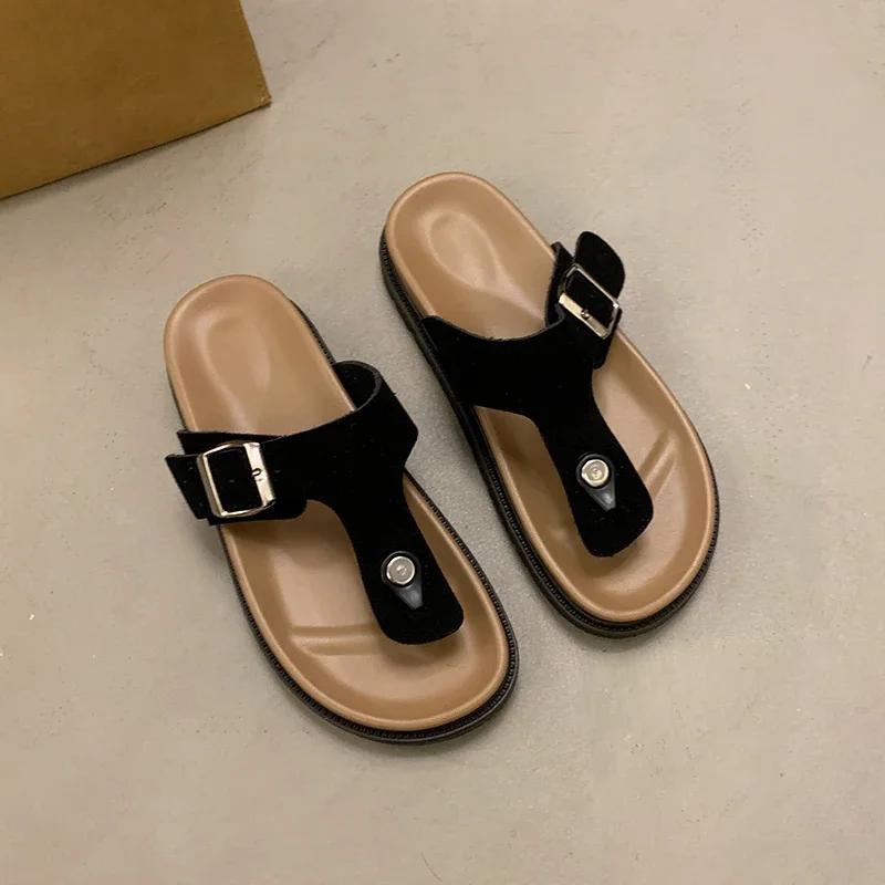 Fashion New Brand Shoes Woman Peep Toe Round Toe Women's Slippers Fashion Casual Platform Sandals Women Summer Plus Size Flat Flip Flops