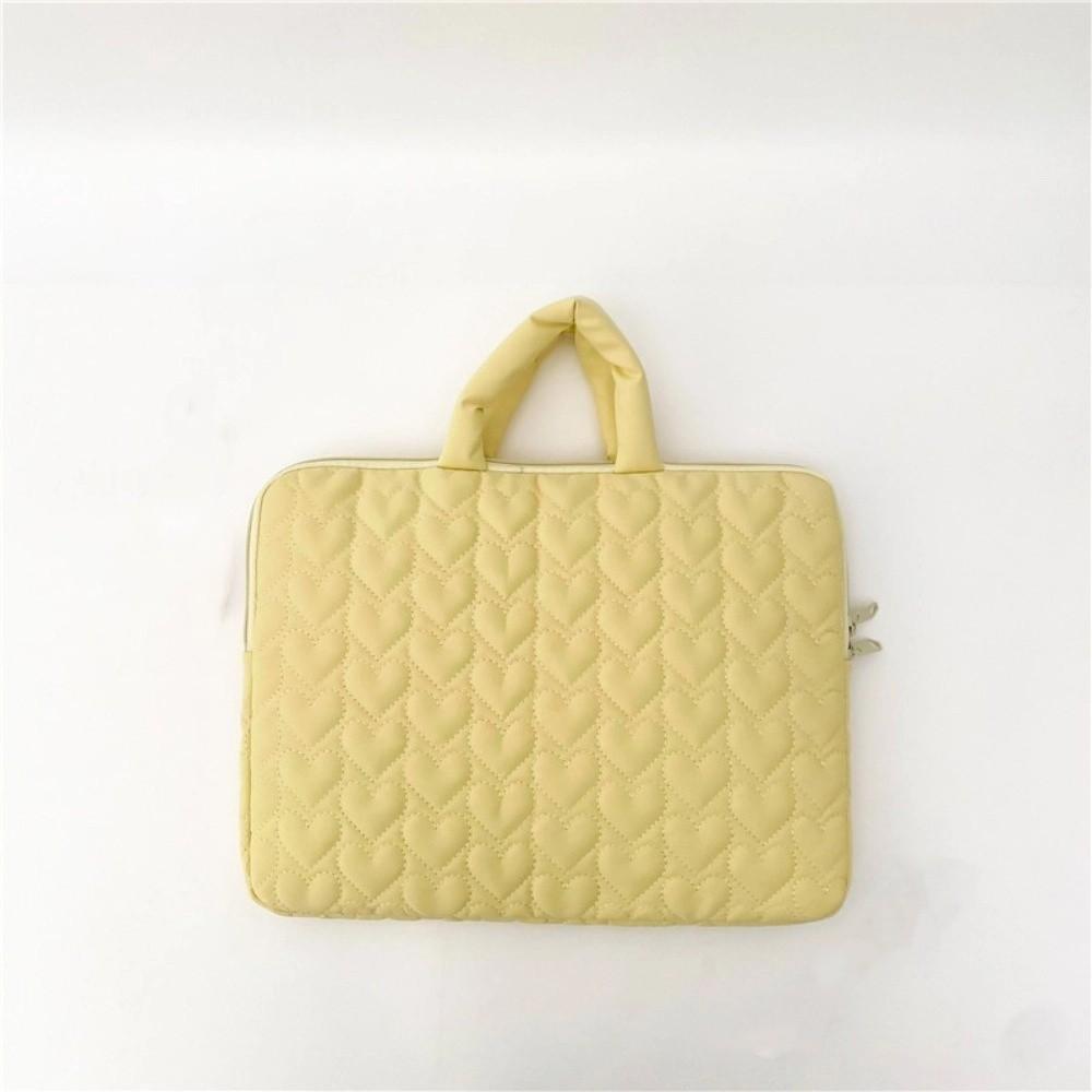 

Solid Color Tablet Case Heart Pattern Laptop Sleeve Fashionable Storage Bag College жовтий