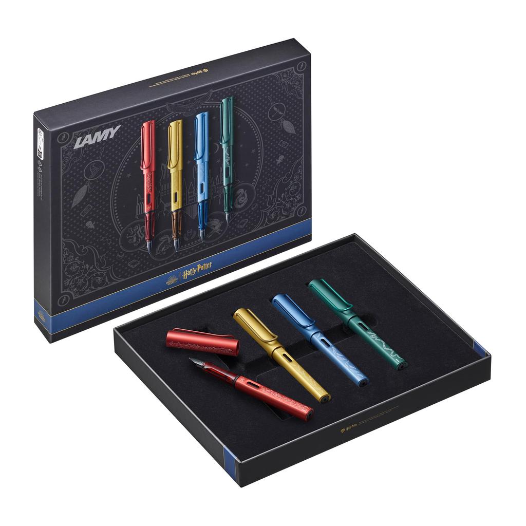LAMY Harry Potter Set Special Edition Fountain Pen with House Engraving Steel Medium Size Lightweight Aluminum Body Includes LAMY T10 Blue Cartridge