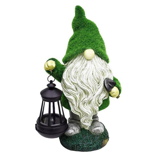 Solar Garden Gnome Light Outdoor Gnome Holding Lantern A