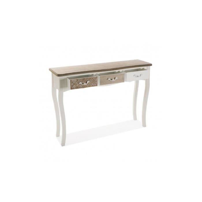 Meuble d'Entrée Étroit Ailen - 78,5 X 109 X 30 Cm - Console Avec 3 Tiroirs En Bois - Marron Et Blanc - Versa