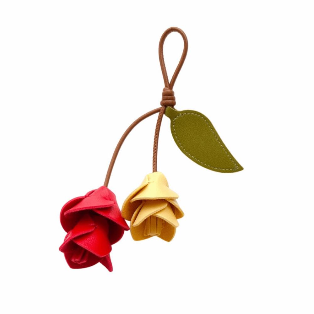 Fashion Pu Leather Tulip Pendant Colorful Bag Charm Lovely Bag Decoration Women