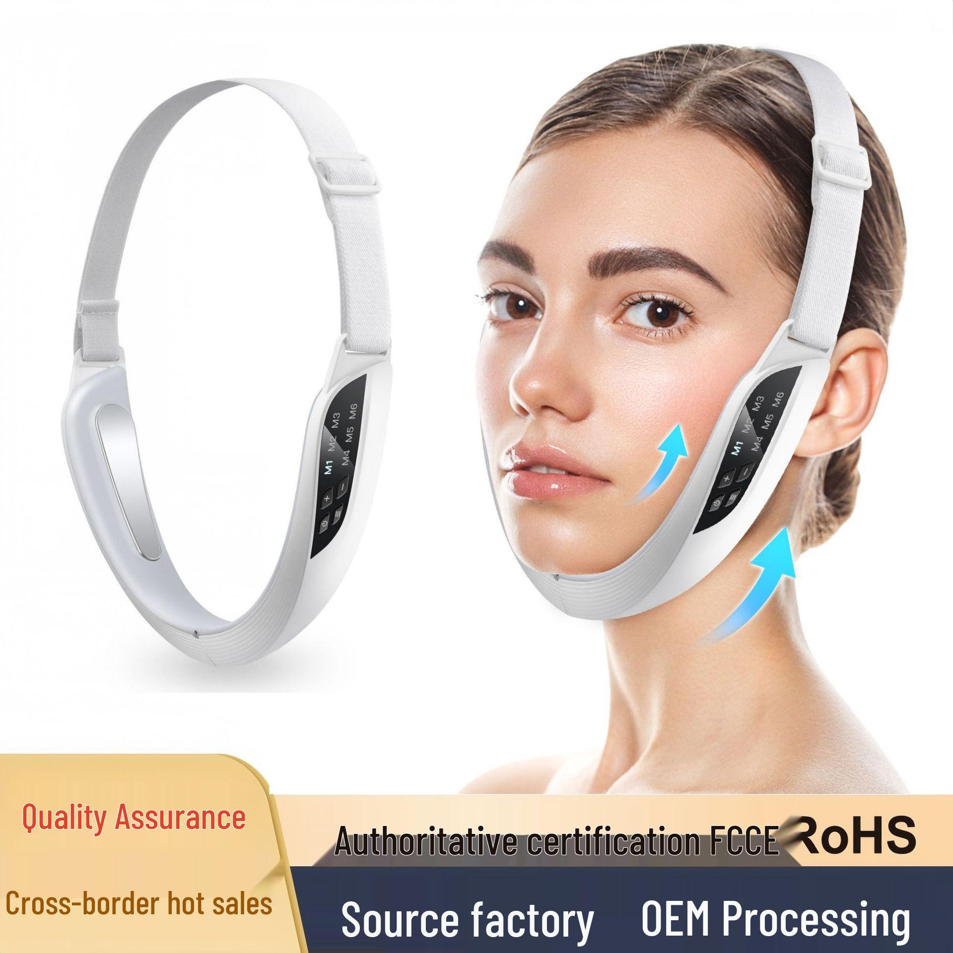 EMS Пульт Микротоковый Массажер для Красоты с Цветовой Светотерапией и Горячим Компрессом для Лифтинга V-Лица белый