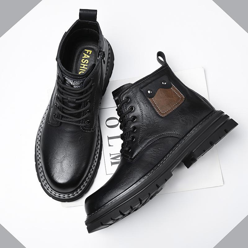 

Мужские ботинки из высококачественной кожи, модные, на толстой подошве, для улицы, на шнуровке, для ходьбы, деловые, удобные, повседневные, зимние ботинки 44