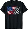 Patriotic Checkered Flag Racing T-Shirt for 4th of July Celebrations