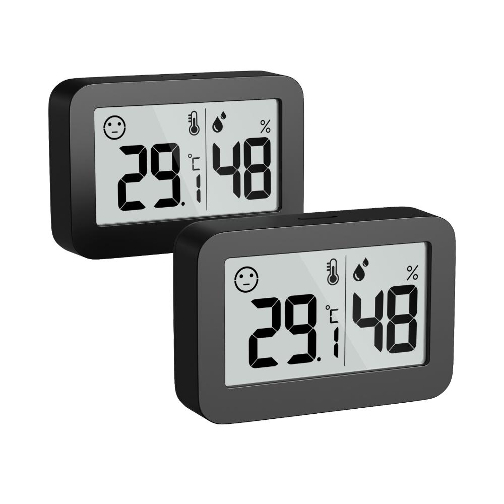 2PCS Mini Temperature Humidity Meter Magnetic Digital LCD Display Electronic Temperature Hygrometer ℃/℉ for Home Indoor чёрный
