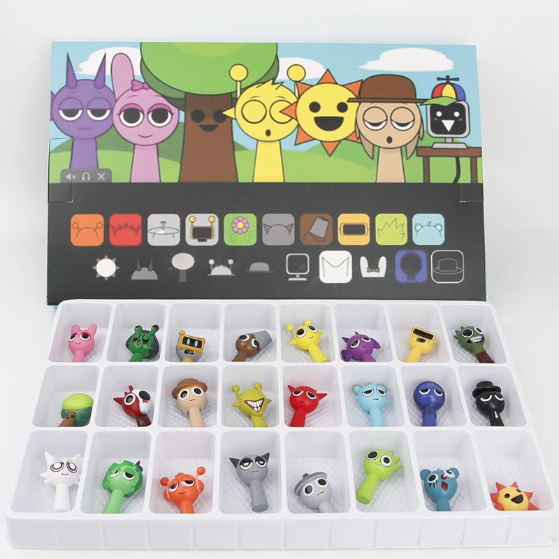 Cartoon Anime Rhythm Box Doll: Kids' Toy Car Trendy Cake Decoration – 24 Grids Blind Box