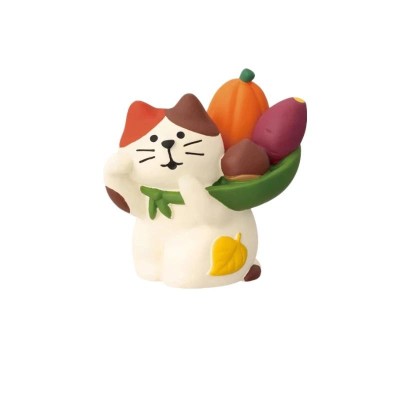 Поделки Маленькие Украшения для Осеннего Сезона Урожая Модный Японский Стиль ZAKKA Кошка INS Бонсай Еда и Декоративные Фигурки из Смолы s