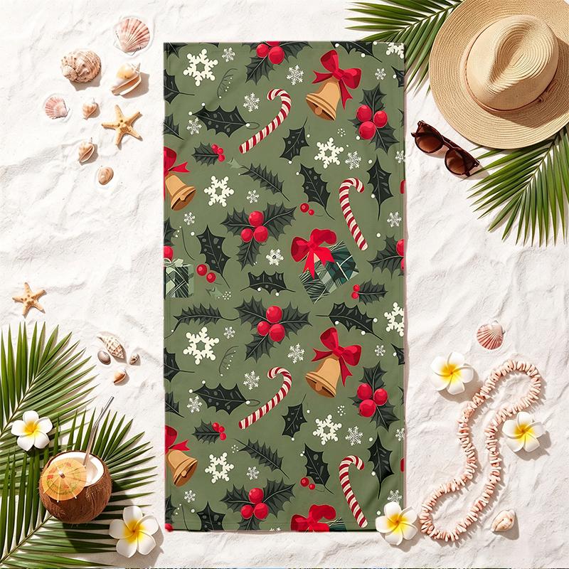 Marry Christmas Soft Beach Towel Stylish Beach Pool Towel for Summer Seaside Vacation Travel