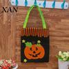 Festive Snack Storage Bags Halloween Candy Bags, Non-Woven Trick or Treat Tote with Handles, Decorative Accessory Cute Black Cat Pumpkin Print Goodie