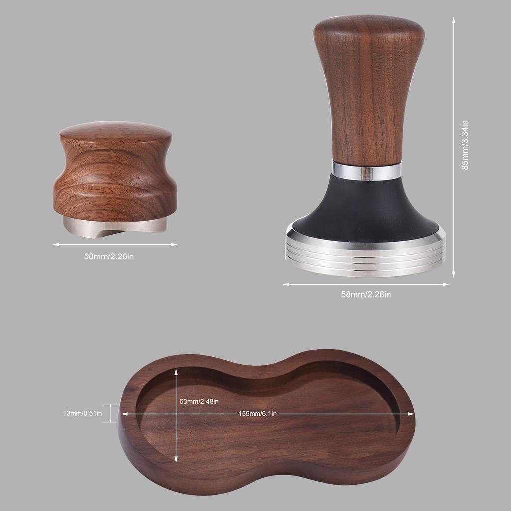 3-in-1 58mm Professional Espresso Hand Hammer Tamping Kit with Universal Base, Portable Espresso Machine Accessory for Kitchen Use