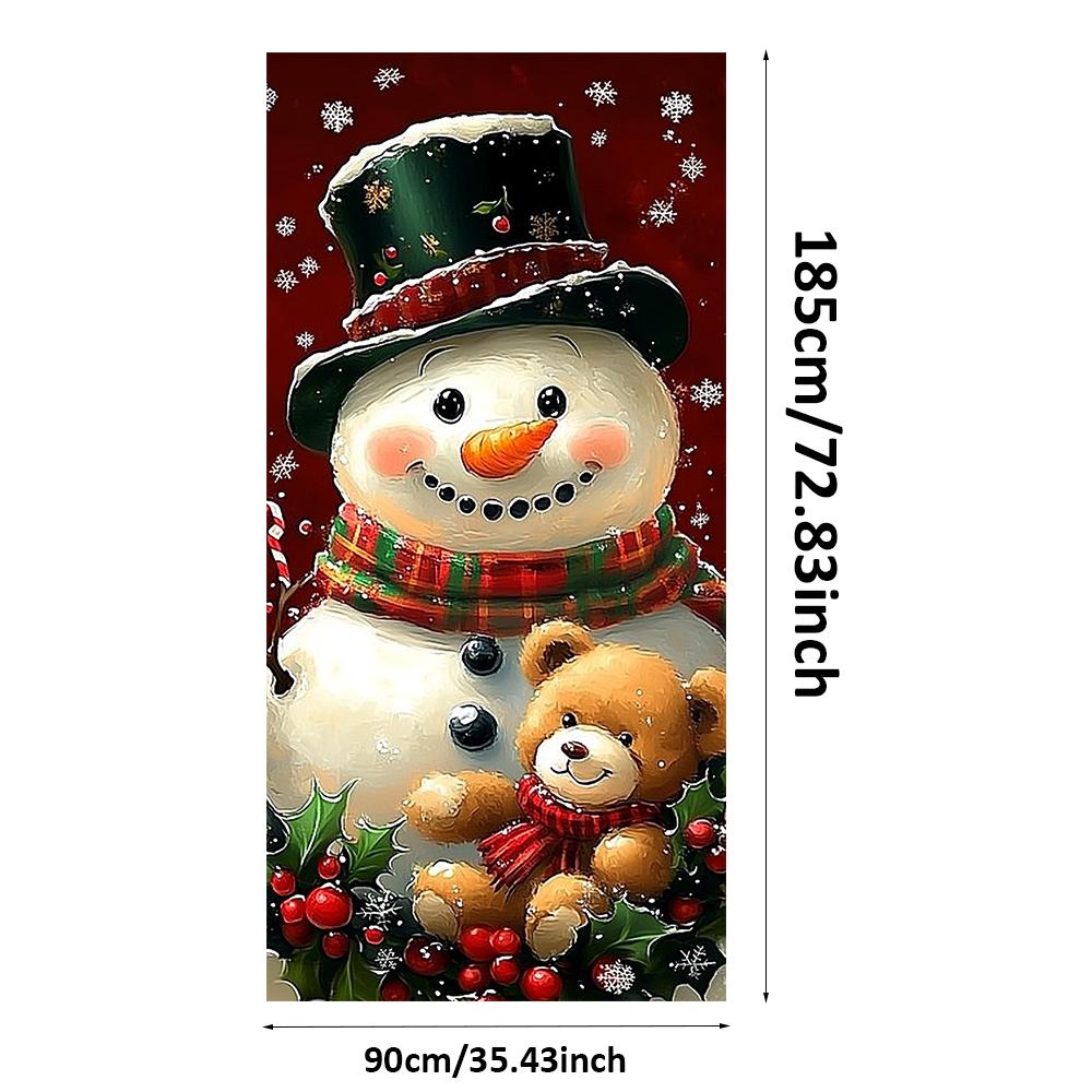 

Snowman with Doll Linings For Christmas Doors Xmas Door Cover 2026 New Year Party Supplies Outdoor Garden Front Door Decoration